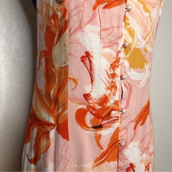 Able the Label Flower Bomb orange floral high low sundress size Medium NWT - Picture 3 of 12
